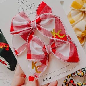 Red Plaid KC Small Pigtail Set | Kansas City Chiefs